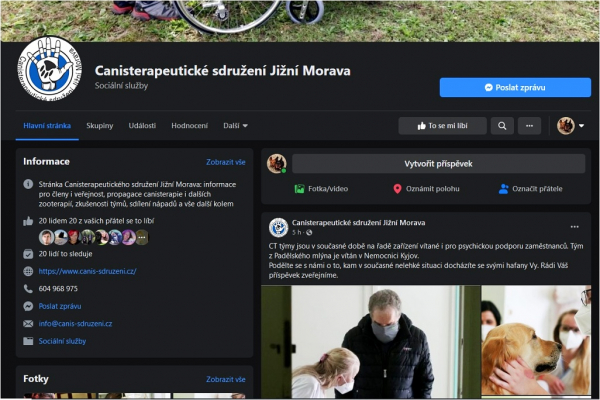 Facebooková stránka sdružení v provozu